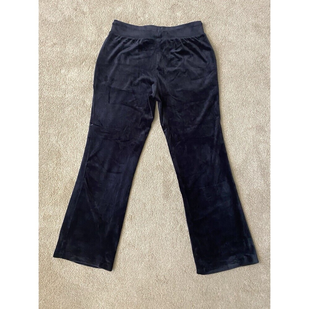 Green Tea High Rise Pants Black Y2K Velour Luxe Stretch Pants Women’s Size L - Picture 10 of 12